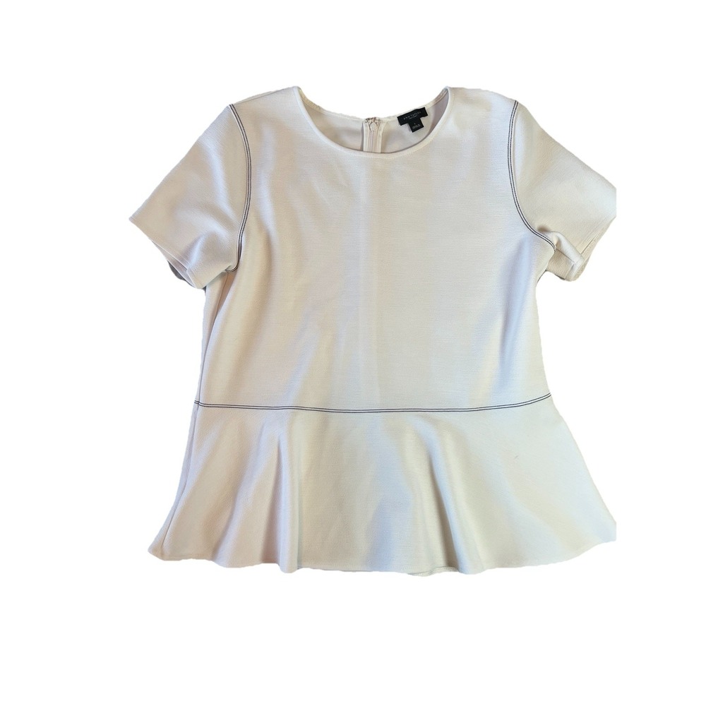 Ann Taylor Cream Peplum Short Sleeve Top